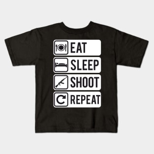 Seen from afar! Eat Sleep Shoot Repeat Kids T-Shirt